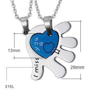 MC216 Dây chuyền cặp đôi inox trái tim lồng trong bàn tay