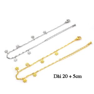 TA653 Lắc chân titan hoa tuyết cách điệu