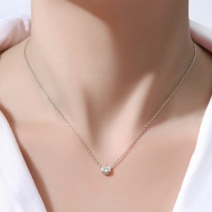 TN011a Dây chuyền titan mặt đá tròn nhỏ