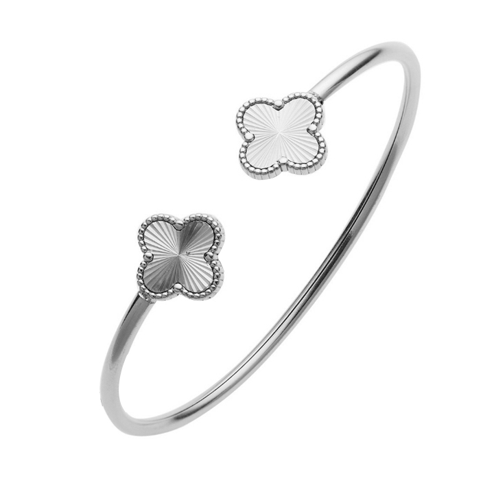 TV146h Vòng tay titan inox van cleef hoa 4 cánh hở