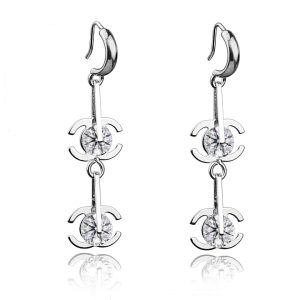 BT193 Bông tai nữ inox tòn ten chanel hai tầng