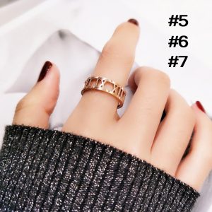 TC080 Nhẫn titan số la mã bảng 6ly thời trang (Size 567)