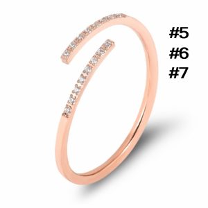 TC102 Nhẫn titan đính xoàn free size màu hồng (Size 567)
