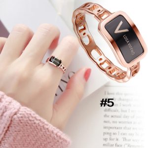 TC131 Nhẫn titan chữ V màu hồng (Size 5)