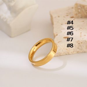 TC270 Nhẫn titan trơn 4ly màu vàng (Size 45678)