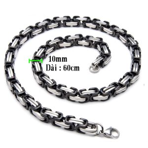 DN045 Dây chuyền inox nam ziczac 10ly trắng đen