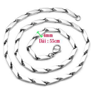 DN039c Dây chuyền nam inox kiểu hỏa tiển 4mm trơn