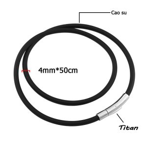 DN111a Dây chuyền cao su đen 4mm khóa titan inox cao cấp