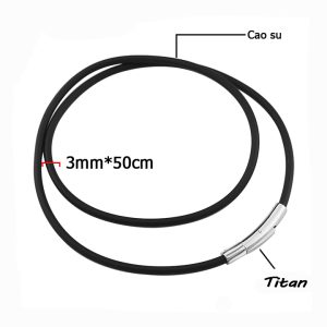 DN112a Dây chuyền cao su đen 3mm khóa Titan inox cao cấp