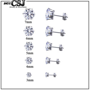 bông tai đá trắng chấu inox cực đẹp giá rẻ không đen