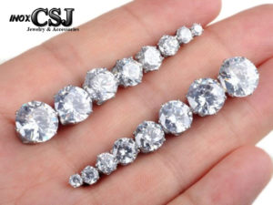 bông tai đá trắng chấu inox cực đẹp giá rẻ không đen