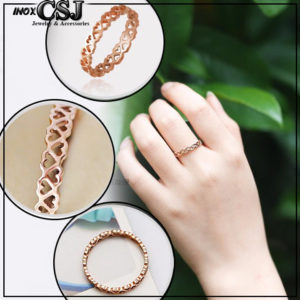 Nhẫn titan trái tim rổng màu hồng cực xinh thời trang hàn Quốc giá rẻ không đen
