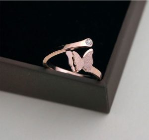 TC013d-Nhẫn titan con bướm phun cát free size