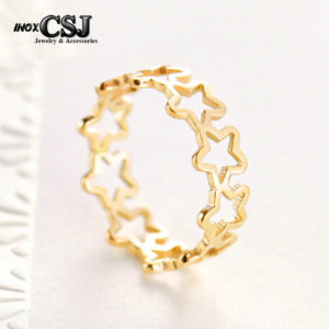 CSJ chuyên bán nhẫn titan ngôi sao, bỏ sỉ nhẫn titan thời trang đẹp giá tốt,Nnhẫn titan ngôi sao rổng màu vàng đẹp giá rẻ không đen