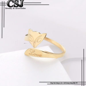 CSJ chuyên bán bỏ sỉ nhẫn titan con cáo ,Nhẫn titan con cáo màu vàng cực xinh sang trọng giá rẻ