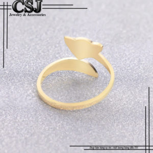 CSJ chuyên bán bỏ sỉ nhẫn titan con cáo ,Nhẫn titan con cáo màu vàng cực xinh sang trọng giá rẻ