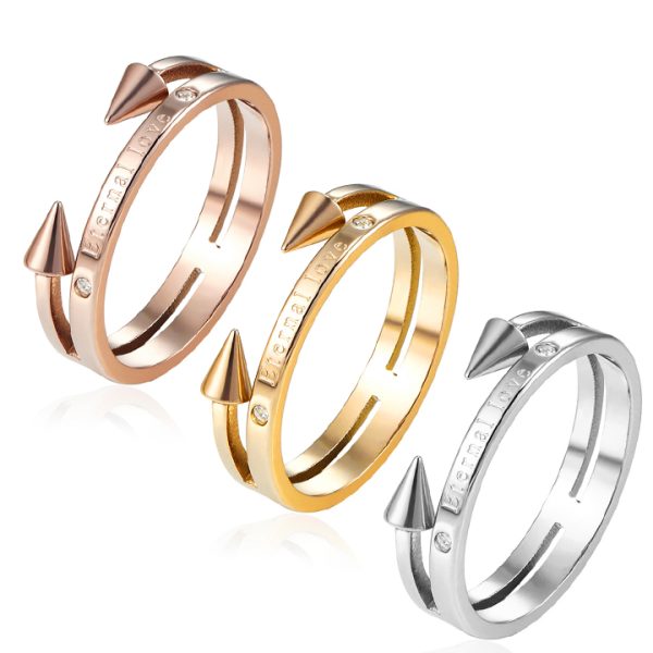 TC059a-Nhẫn titan màu hồng chữ Eternal Love đẹp xinh giá rẻ phong cách Hàn Quốc