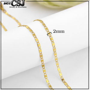 Dây chuyền inox mạ vàng kiểu dẹp 2mm phù hợp cả nam và nữ