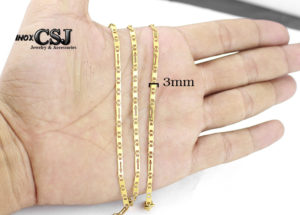 Dây chuyền inox dẹp 3ly mạ vàng thời trang HQ