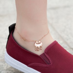 Lắc chân nữ titan khánh đồng tiền may mắn màu vàng hông thời trang HQ đẹp không đen