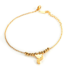 Lắc chân nữ titan con cáo phun cát, hồ ly phun cát màu vàng tươi 24k thời trang HQ