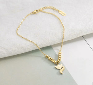 Lắc chân titan con cáo, vòng chân hồ ly titan mạ vàng tươi 24k