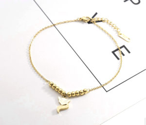 Lắc chân titan con cáo, vòng chân hồ ly titan mạ vàng tươi 24k