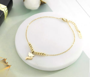 Lắc chân titan con cáo, vòng chân hồ ly titan mạ vàng tươi 24k