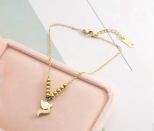 Lắc chân titan con cáo, vòng chân hồ ly titan mạ vàng tươi 24k