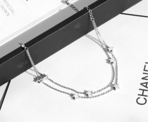 Lắc chân nữ titan ngôi sao cách điệu 2 tầng màu trắng không đen vĩnh viễn