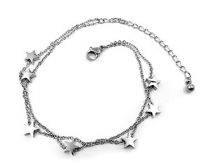 Lắc chân nữ titan ngôi sao cách điệu 2 tầng màu trắng không đen vĩnh viễn