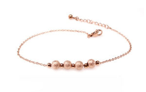 Lắc chân nữ titan bi phun cát cách điệu phong cách Hàn Quốc cực xinh màu vàng hồng 14k