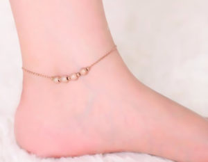 Lắc chân nữ titan bi phun cát cạch điệu thời trang HQ mạ vàng hông 14k