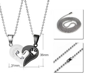 Dây chuyền cặp đôi, vòng cổ cặp inox trái tim ghép đẹp ý nghĩa không đen