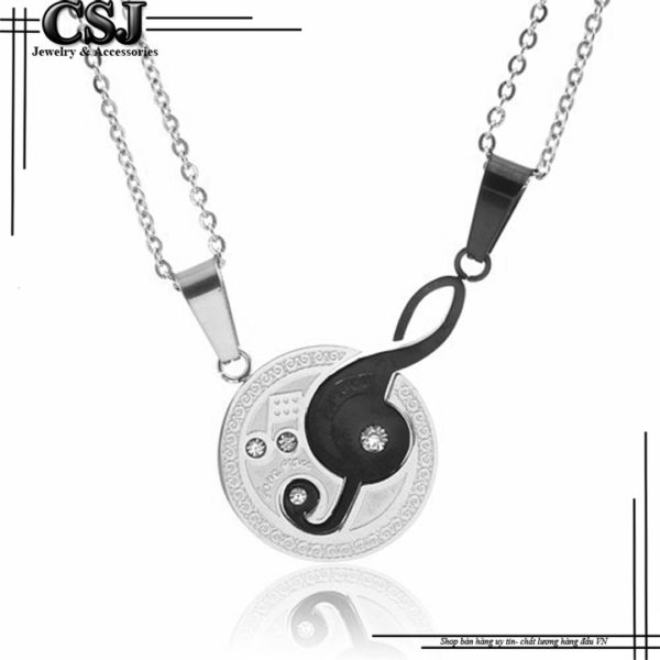Dây chuyền cặp đôi inox , vòng cổ cặp đôi hình nốt nhạc thời trang đẹp ý nghĩa không đen