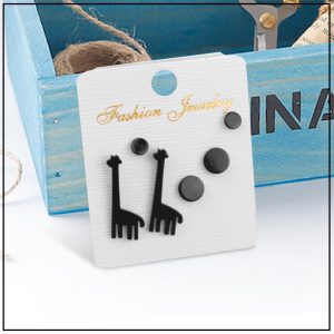 BT139 Set 3 đôi bông tai,hoa tai inox hưu cao cổ sơn đen