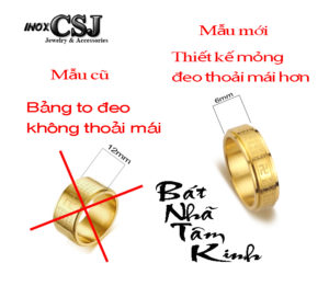 Công Sang nơi chuyên bán nhẫn bát nhã tâm kinh, nhẫn inox titan băt nhã tâm kinh màu vàng