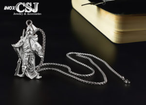 Mặt dây chuyền Quan Công, Vòng cổ nam hình Quan Công inox cao cấp