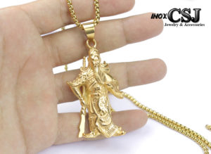 Vòng cổ, mặt dây chuyền inox quan công mạ vàng