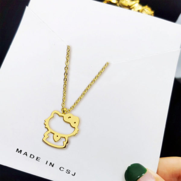 Dây chuyền titan con mèo hello kitty màu vàng 24k