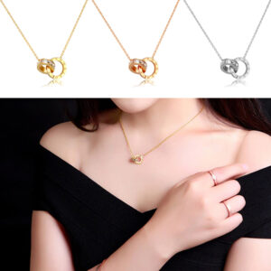 vòng cổ titan, dây chuyền titan 2 chiếc nhẫn lồng số la mã