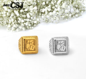 Nhẫn nam inox chữ phước xi mạ màu vàng