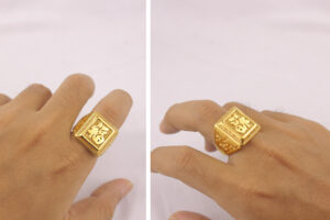 Nhẫn nam inox chữ phước xi mạ màu vàng