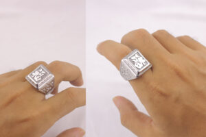 Nhẫn nam inox chữ phước màu trắng