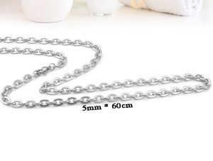 Dây chuyền nam inox chữ cong kiểu mắc xích 5ly 5mm
