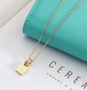 Dây chuyền titan khoen tròn đính đá lồng mặt vuông