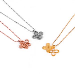 Dây chuyền titan hoa 4 cánh 2 lớp phun cát