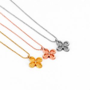 Dây chuyền titan hoa 4 cánh 2 lớp phun cát