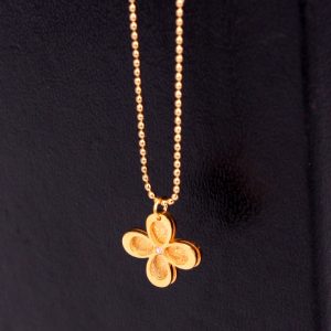 Dây chuyền titan hoa 4 cánh 2 lớp phun cát