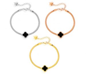 Lắc tay titan mì dẹp hoa 4 cánh LV